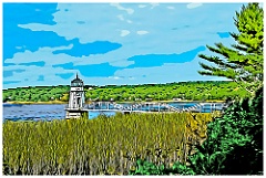 Doubling Point Light on Kennebec River - Digital Painting